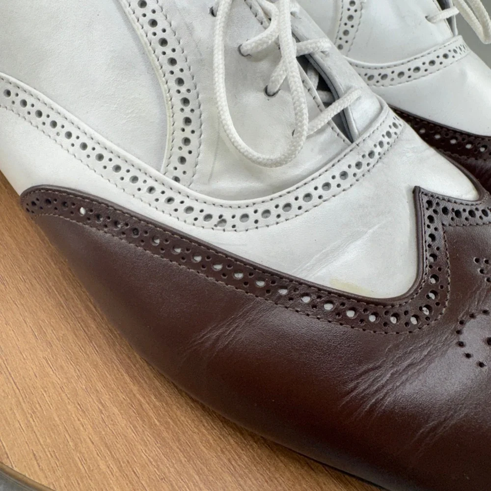 Aris Allen Mens Spectator Oxford Shoes 15 Brown White Wingtip Swing Dance